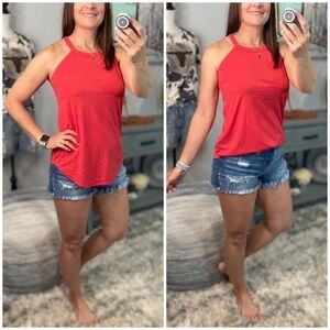 Tri Rocker Tank Floaty Summer Top Red 1722